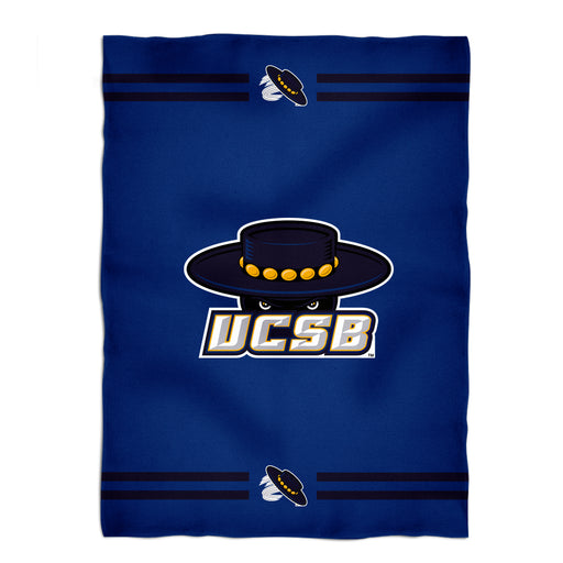 UC Santa Barbara Gauchos UCSB Vive La Fete Game Day Soft Premium Fleece Blue Throw Blanket 40" x 58” Logo and Stripes - Vive La Fête - Online Apparel Store