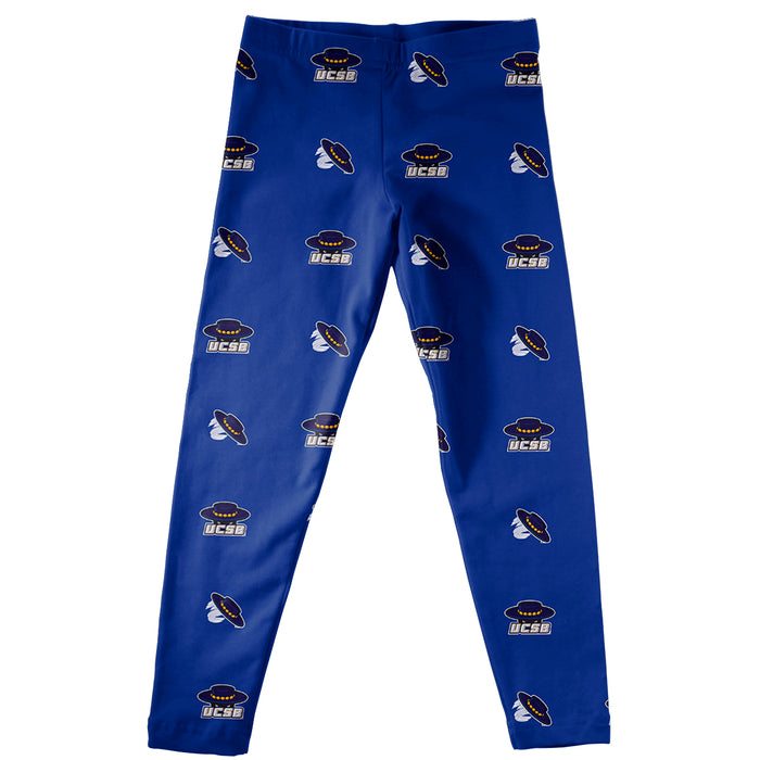 UC Santa Barbara Gauchos UCSB Vive La Fete Girls Game Day All Over Logo Elastic Waist Classic Play Blue Leggings Tights - Vive La Fête - Online Apparel Store