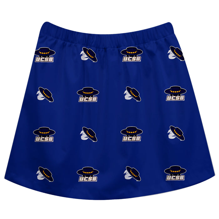 UC Santa Barbara Gauchos UCSB Vive La Fete Girls Game Day All Over Logo Elastic Waist Classic Play Blue Skirt - Vive La Fête - Online Apparel Store
