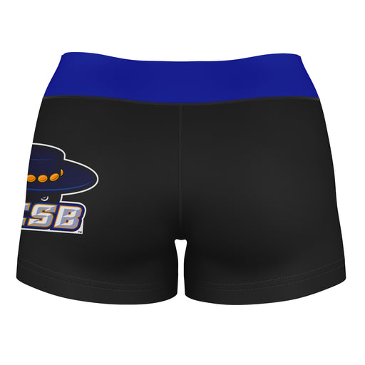 UC Santa Barbara Gauchos UCSB Logo on Thigh and Waistband Black and Blue Women Yoga Booty Workout Shorts 3.75 Inseam" - Vive La Fête - Online Apparel Store