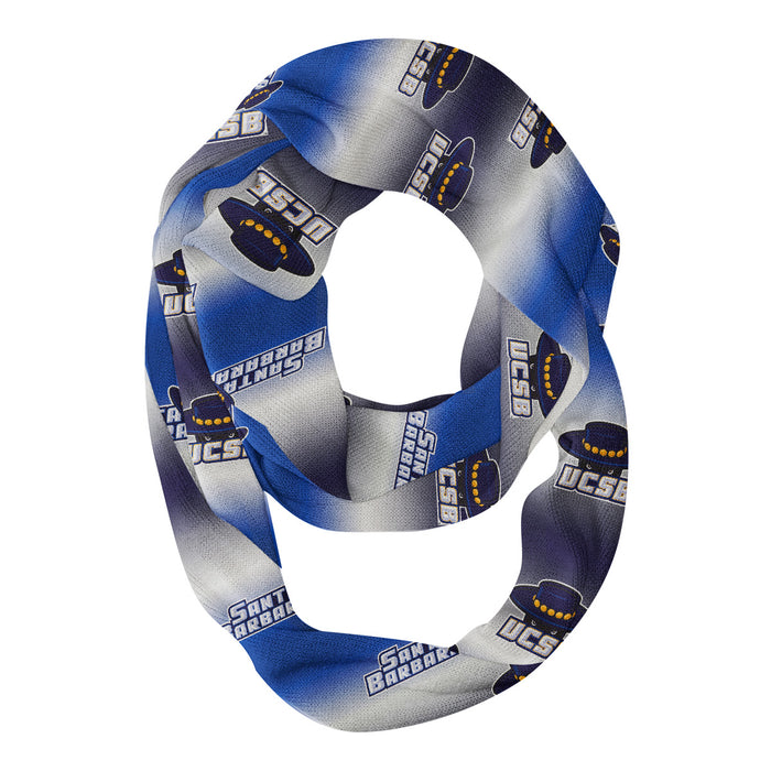 UC Santa Barbara Gauchos UCSB Vive La Fete All Over Logo Game Day Collegiate Women Ultra Soft Knit Infinity Scarf