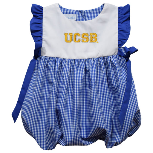 UC Santa Barbara Gauchos UCSB Embroidered Royal Gingham Girls Bubble