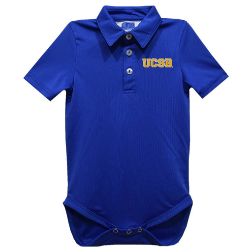 UC Santa Barbara Gauchos UCSB Embroidered Royal Solid Knit Polo Onesie