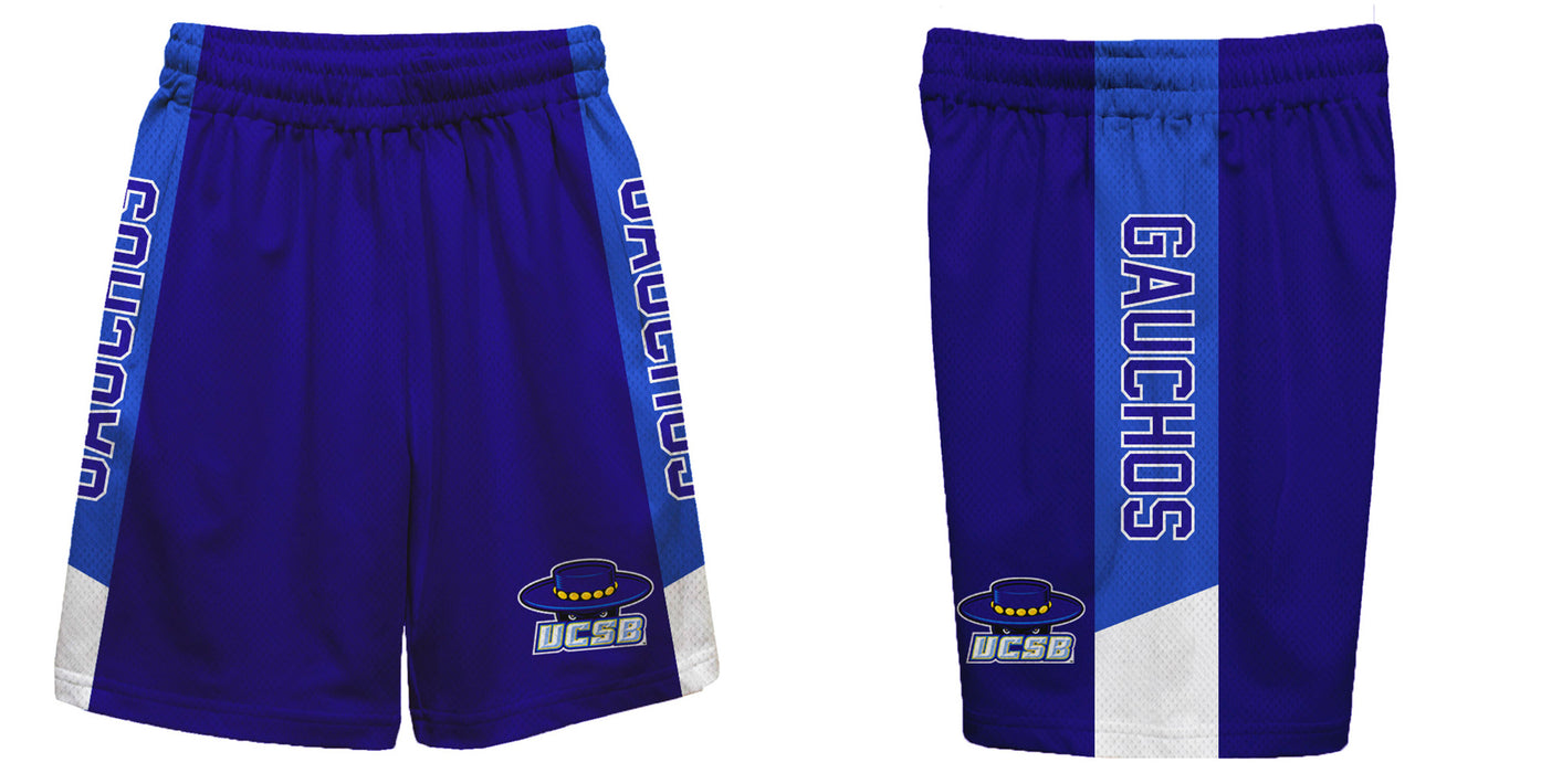 UC Santa Barbara Gauchos UCSB Vive La Fete Game Day Purple Stripes Boys Solid Blue Athletic Mesh Short - Vive La Fête - Online Apparel Store