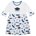 UC Santa Barbara Gauchos UCSB 3/4 Sleeve Solid White Repeat Print Hand Sketched Vive La Fete Impressions Artwork on Skir