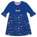 UC Santa Barbara Gauchos UCSB 3/4 Sleeve Solid Blue Repeat Print Hand Sketched Vive La Fete Impressions Artwork on Skirt