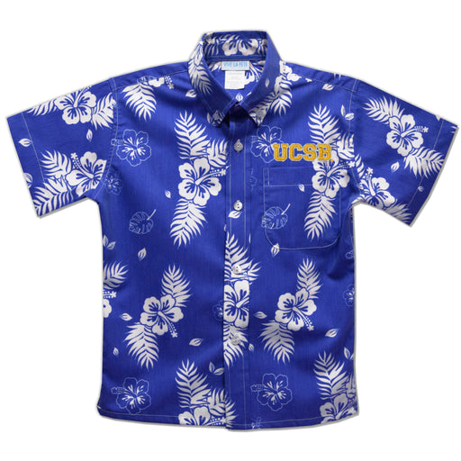 University of California Santa Barbara Gauchos UCSB Royal Hawaiian Short Sleeve Button Down Shirt