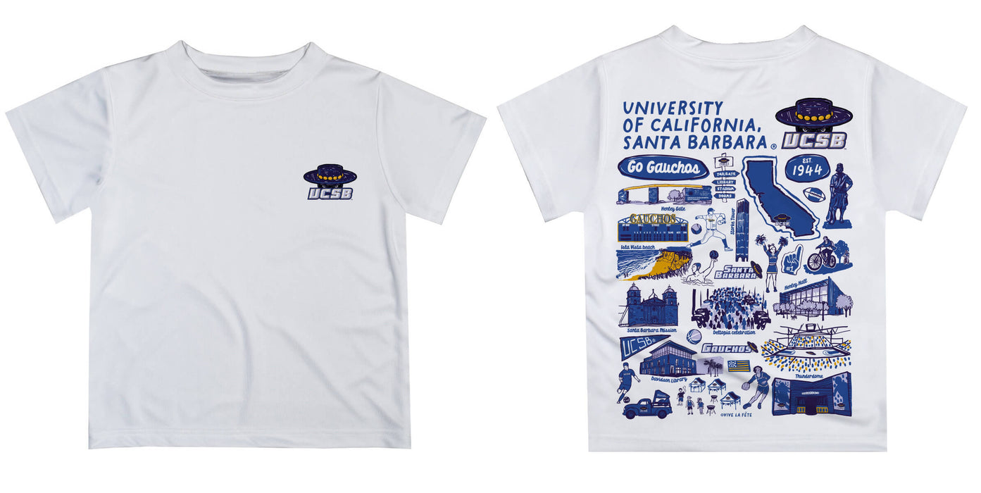 UC Santa Barbara Gauchos UCSB Hand Sketched Vive La Fete Impressions Artwork Boys Purple Short Sleeve Tee Shirt - Vive La Fête - Online Apparel Store