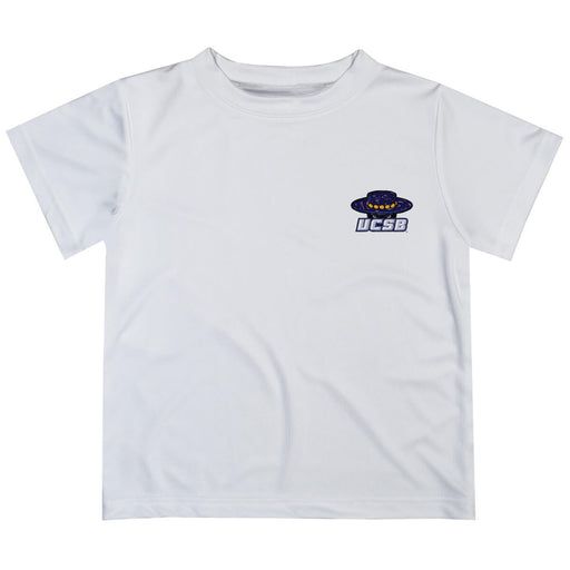 UC Santa Barbara Gauchos UCSB Hand Sketched Vive La Fete Impressions Artwork Boys White Short Sleeve Tee Shirt