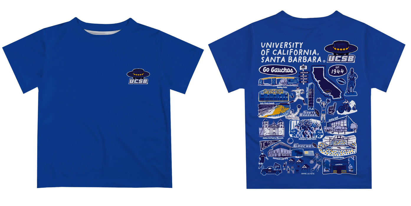 UC Santa Barbara Gauchos UCSB Hand Sketched Vive La Fete Impressions Artwork Boys Purple Short Sleeve Tee Shirt - Vive La Fête - Online Apparel Store