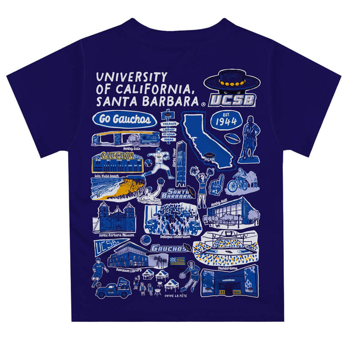 UC Santa Barbara Gauchos UCSB Hand Sketched Vive La Fete Impressions Artwork Boys Purple Short Sleeve Tee Shirt - Vive La Fête - Online Apparel Store