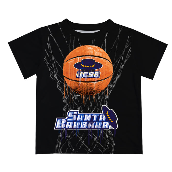 UC Santa Barbara Gauchos UCSB Original Dripping Basketball Black T-Shirt by Vive La Fete