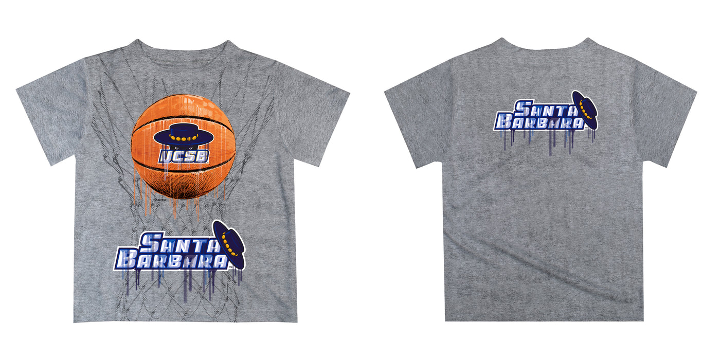 UC Santa Barbara Gauchos UCSB Original Dripping Basketball Blue T-Shirt by Vive La Fete - Vive La Fête - Online Apparel Store