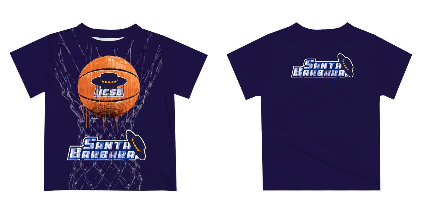 UC Santa Barbara Gauchos UCSB Original Dripping Basketball Blue T-Shirt by Vive La Fete - Vive La Fête - Online Apparel Store