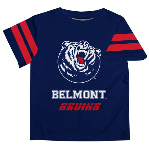 Belmont University Bruins Vive La Fete Boys Game Day Blue Short Sleeve Tee with Stripes on Sleeves - Vive La Fête - Online Apparel Store