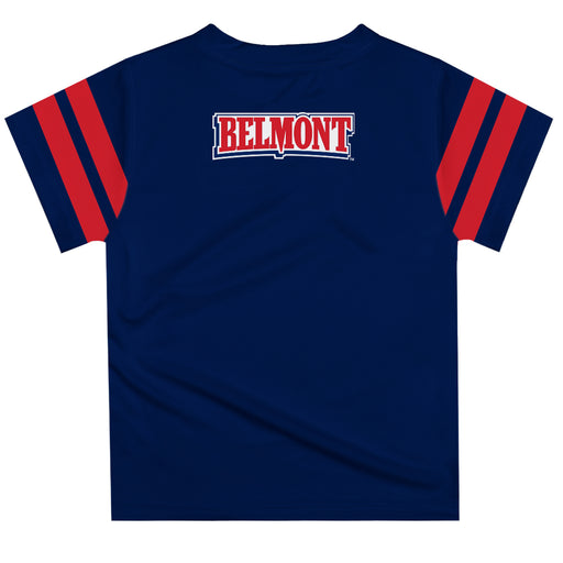 Belmont University Bruins Vive La Fete Boys Game Day Blue Short Sleeve Tee with Stripes on Sleeves - Vive La Fête - Online Apparel Store