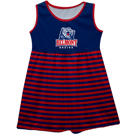 Belmont University Bruins Vive La Fete Girls Game Day Sleeveless Tank Dress Solid Blue Logo Stripes on Skirt - Vive La Fête - Online Apparel Store