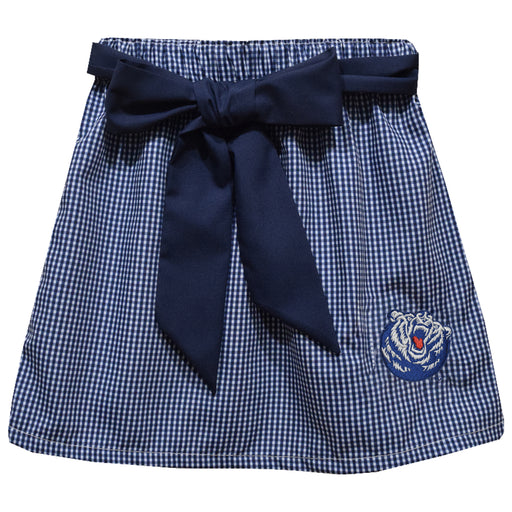 Belmont University Bruins Embroidered Navy Gingham Skirt With Sash