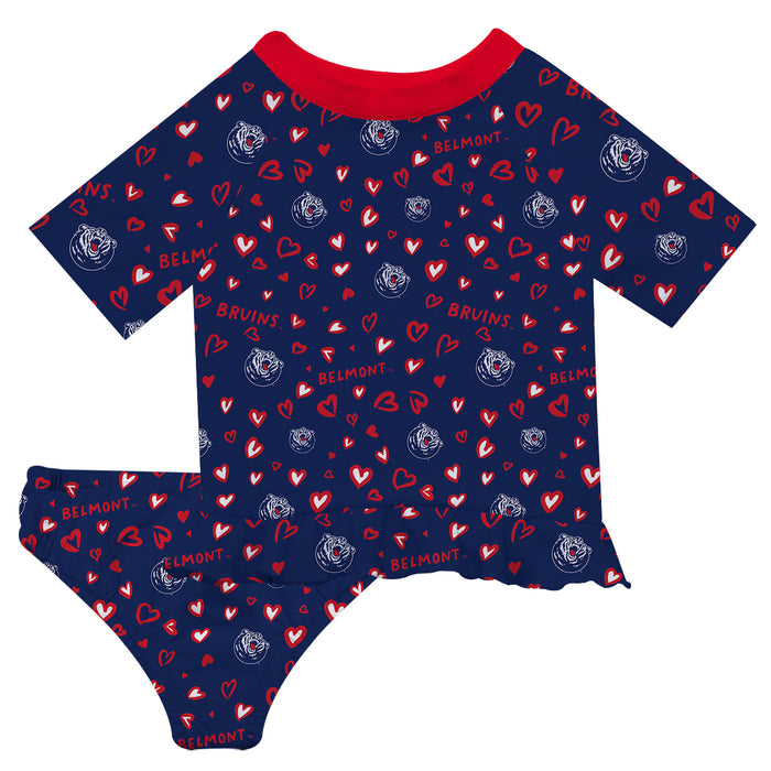 Belmont University Bruins Vive La Fete All Over Logo Blue Long Sleeve Bikini Set