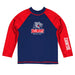 Belmont Bruins Vive La Fete Logo Blue Red Long Sleeve Raglan Rashguard