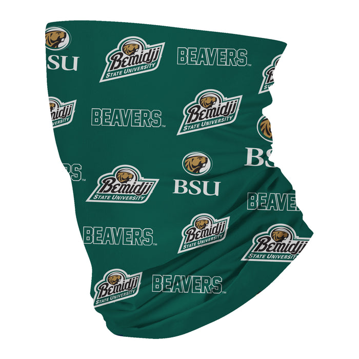 Bemidji State Beavers BSU Neck Gaiter Green All Over Logo - Vive La Fête - Online Apparel Store