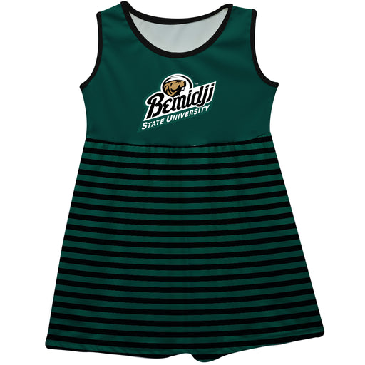 Bemidji State Beavers BSU Vive La Fete Girls Game Day Sleeveless Tank Dress Solid Green Logo Stripes on Skirt - Vive La Fête - Online Apparel Store