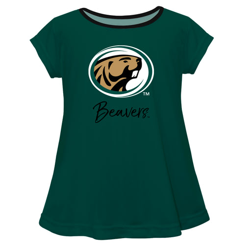 Bemidji State Beavers BSU Vive La Fete Girls Game Day Short Sleeve Green Top with School Logo and Name - Vive La Fête - Online Apparel Store