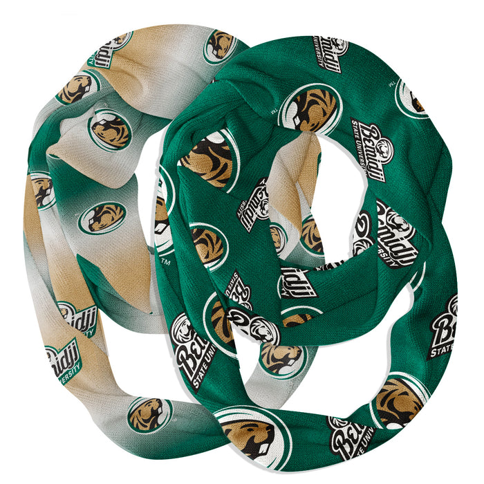 Bemidji State Beavers Vive La Fete All Over Logo Collegiate Women Set of 2 Light Weight Ultra Soft Infinity Scarfs