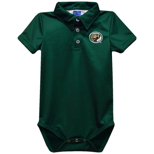 Bemidji State Beavers BSU Embroidered Hunter Green Solid Knit Polo Onesie