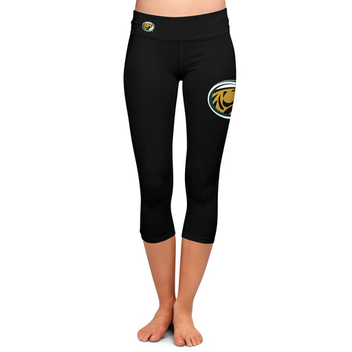 Bemidji State Beavers Vive La Fete Game Day Collegiate Large Logo on Thigh and Waist Girls Black Capri Leggings