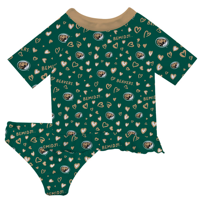 Bemidji State Beavers BSU Vive La Fete All Over Logo Green Long Sleeve Bikini Set