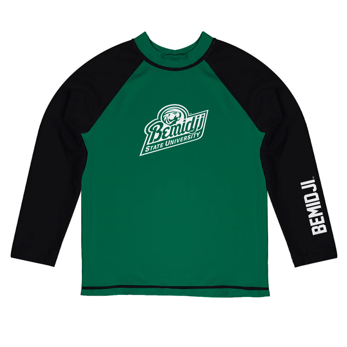 Bemidji State Beavers Vive La Fete Logo Green Black Long Sleeve Raglan Rashguard