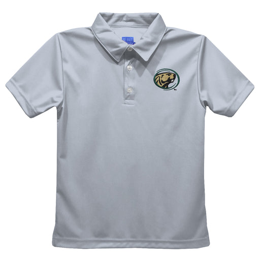 Bemidji State Beavers BSU Embroidered Gray Short Sleeve Polo Box Shirt