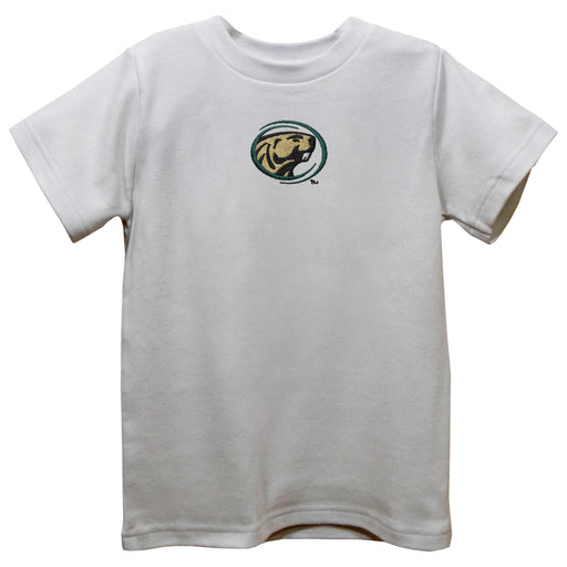 Bemidji State Beavers BSU Embroidered White Knit Short Sleeve Boys Tee Shirt