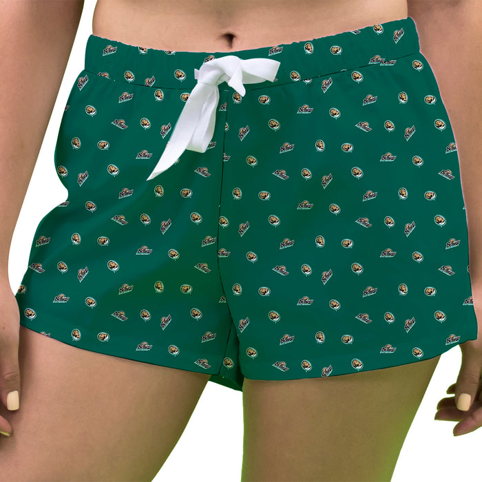 Bemidji State Beavers Vive La Fete Game Day All Over Logo Women Green Lounge Shorts