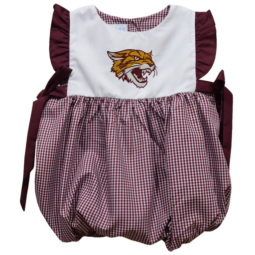 Bethune Cookman Wildcats Embroidered Maroon Gingham Girls Bubble