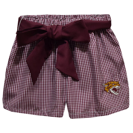 Bethune Cookman Wildcats Embroidered Maroon Gingham Girls Short with Sash