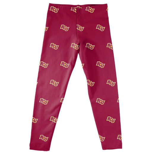 Bethune-Cookman Wildcats Vive La Fete Girls Game Day All Over Logo Elastic Waist Classic Play Maroon Leggings Tights