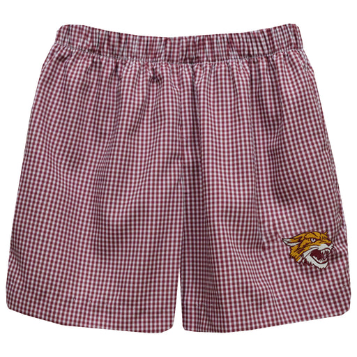 Bethune Cookman Wildcats Embroidered Maroon Gingham Pull On Short