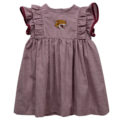 Bethune-Cookman Wildcats BC-U Embroidered Maroon Gingham Ruffle Dress