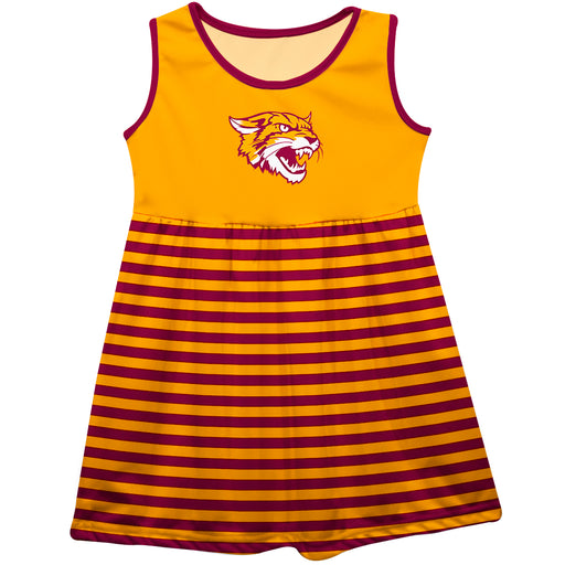 Bethune-Cookman Wildcats BC-U Vive La Fete Girls Game Day Sleeveless Tank Dress Solid Maroon Logo Stripes on Skirt