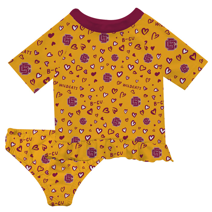 Bethune-Cookman Wildcats BC-U Vive La Fete All Over Logo Maroon Long Sleeve Bikini Set