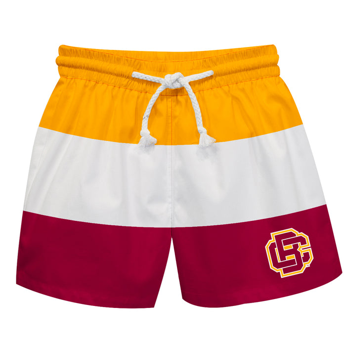 Bethune-Cookman Wildcats Vive La Fete Yellow White Maroon Stripes Swimtrunks V1