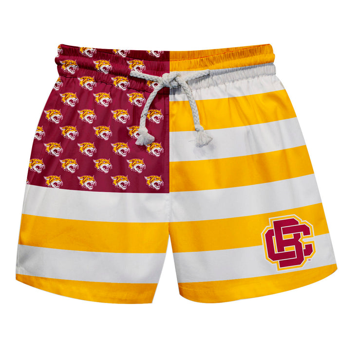 Bethune-Cookman Wildcats Vive La Fete Game Day Maroon White Gold Flag Swimtrunks V1