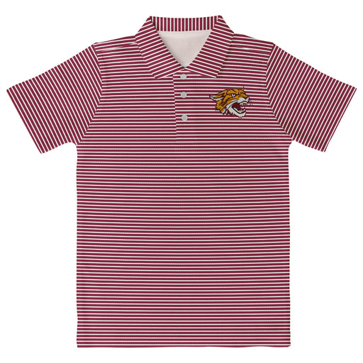 Bethune Cookman Wildcats Embroidered Maroon Stripes Short Sleeve Polo Box Shirt
