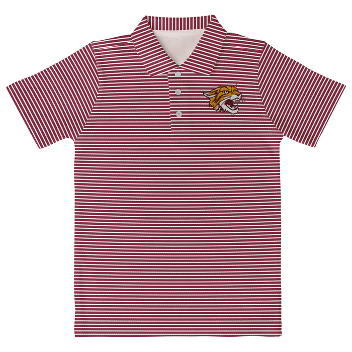 Bethune Cookman Wildcats Embroidered Maroon Stripes Short Sleeve Polo Box Shirt