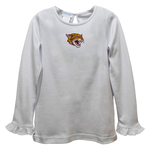 Bethune Cookman Wildcats Embroidered White Knit Long Sleeve Girls Blouse