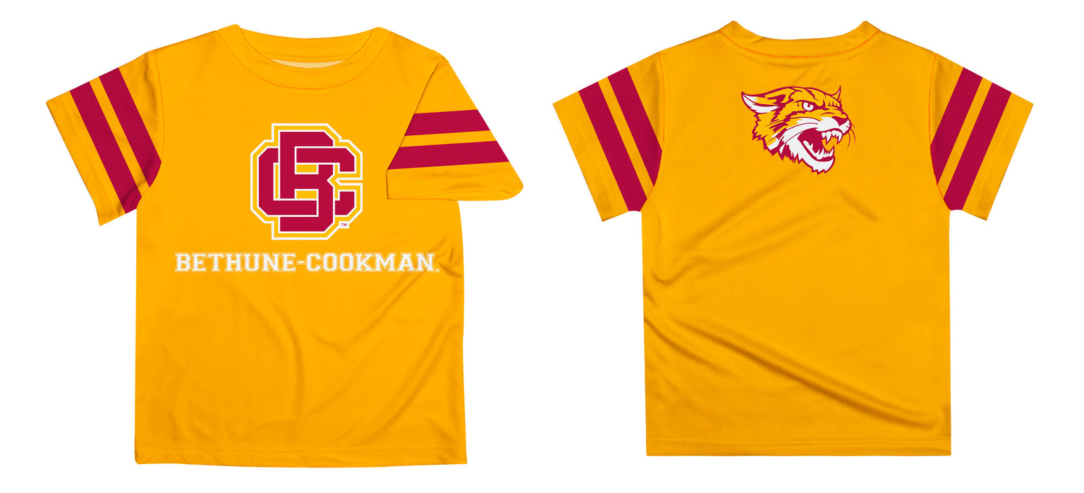 Bethune-Cookman Wildcats Vive La Fete Boys Game Day Yellow Short Sleeve Tee with Stripes on Sleeves - Vive La Fête - Online Apparel Store