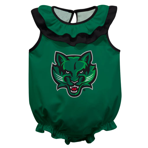 Binghamton University Bearcats Green Sleeveless Ruffle Onesie Logo Bodysuit by Vive La Fete