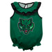 Binghamton University Bearcats Green Sleeveless Ruffle Onesie Logo Bodysuit by Vive La Fete